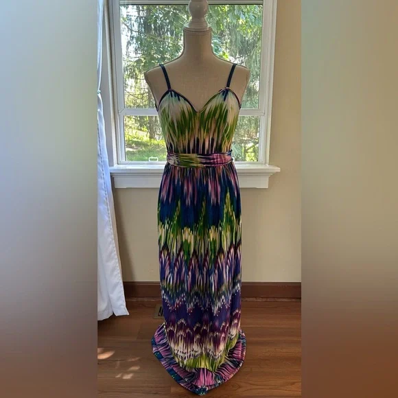 Venus Multicolor Maxi Dress Sz.Small Excellent Condition💛💜 - Picture 1 of 5